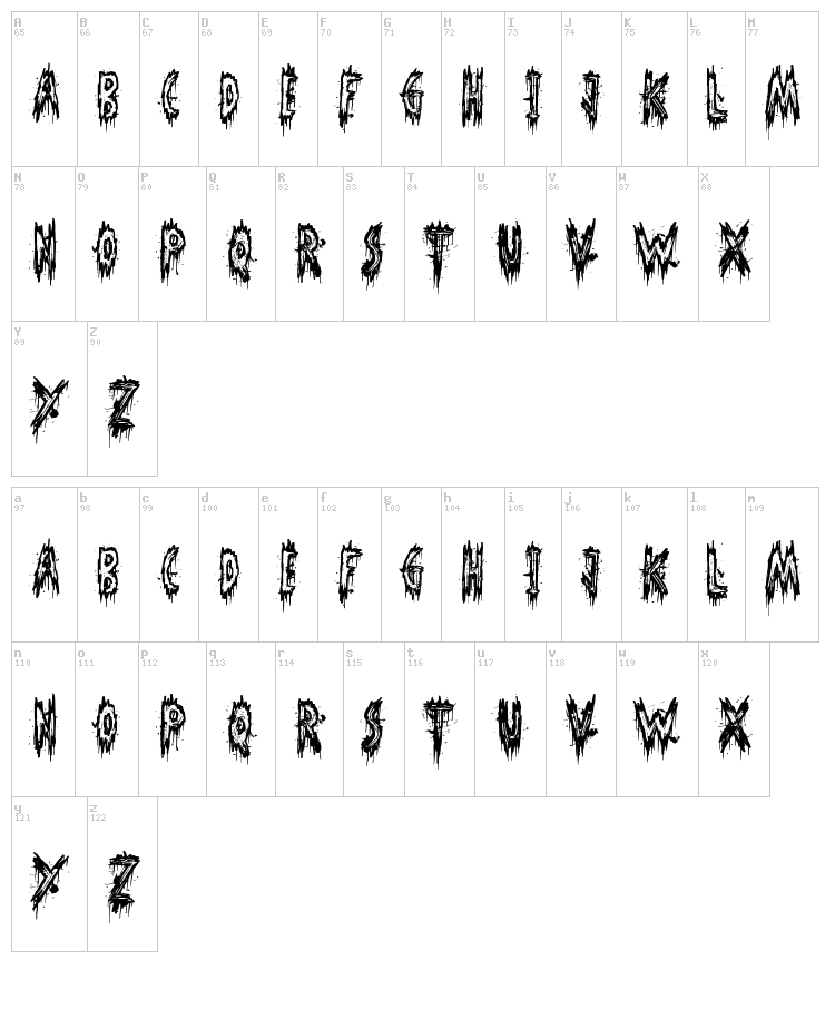 Phantom Ghost font map